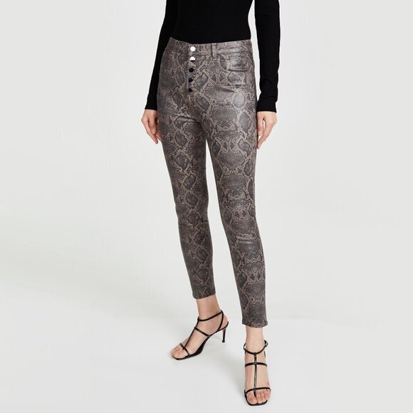 NWT J Brand brown & black snakeskin boa high rise cropped skinny coated jeans - Picture 5 of 15
